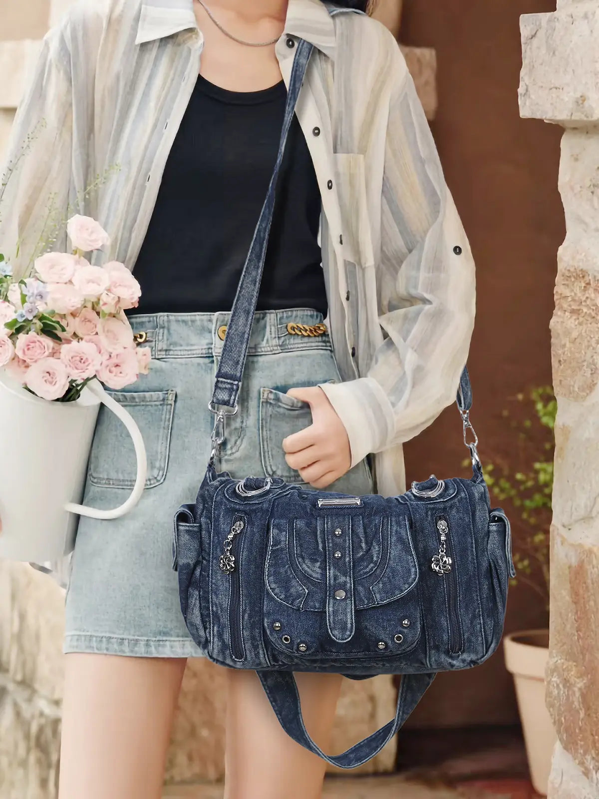 バッグ Denim Shoulder Bag Washed Indigo Amazon.com: Denim Indigo Hobo Cross Body Bag Womens Shoulder