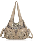 Women wash water PU leather multi-functional tie dye hardware accessories handmade hobo bag
