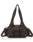 Retro Utility Multi-Pocket Satchel Shoulder-Crossbody Bag