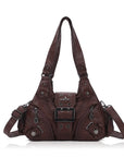 Retro Utility Multi-Pocket Satchel Shoulder-Crossbody Bag