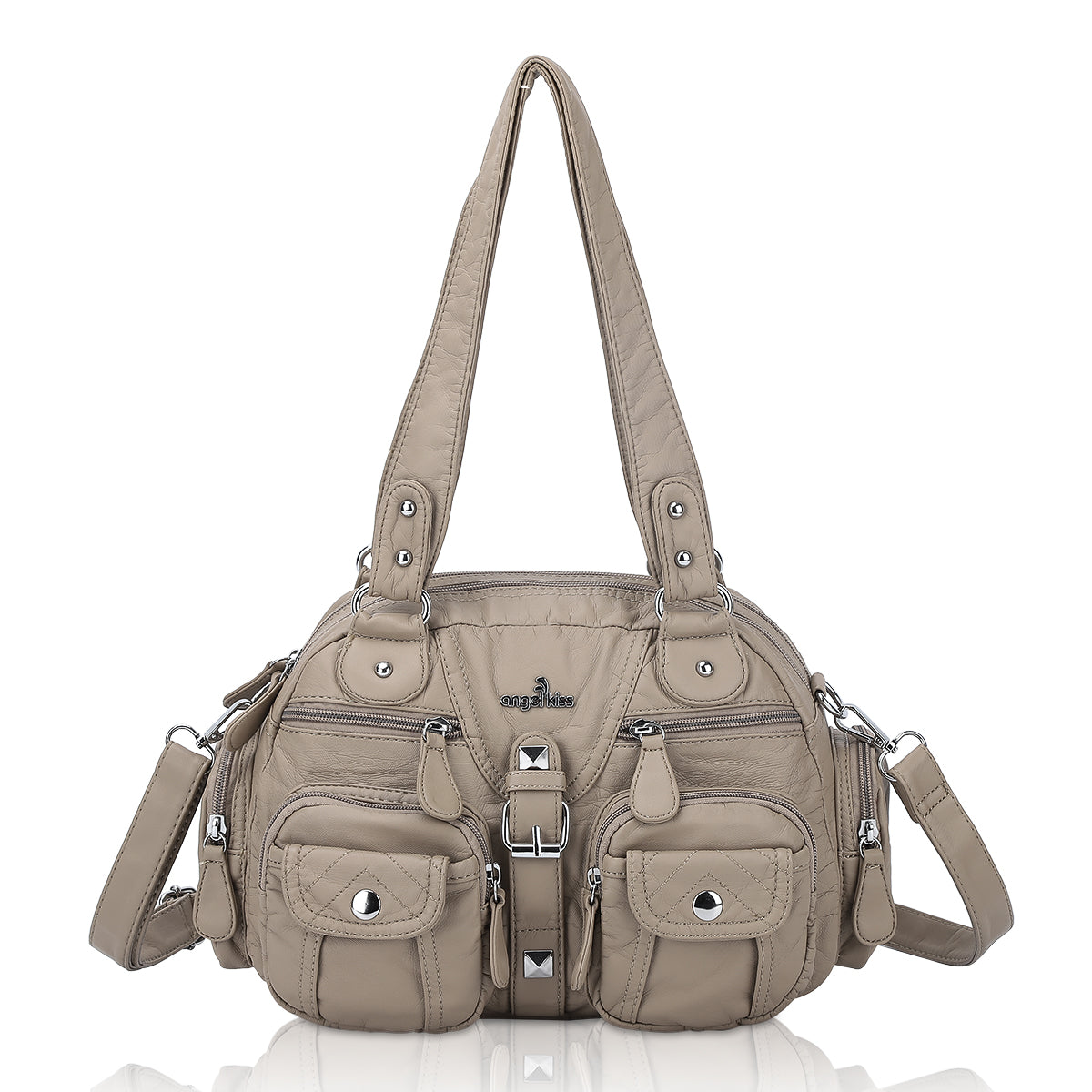 Washed Leather Handbag Unique Style For Women-Angelkiss Bag