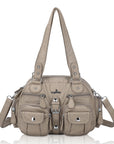 Washed Leather Handbag Unique Style For Women-Angelkiss Bag