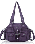Washed Leather Handbag Unique Style For Women-Angelkiss Bag