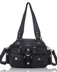 Washed Leather Handbag Unique Style For Women-Angelkiss Bag