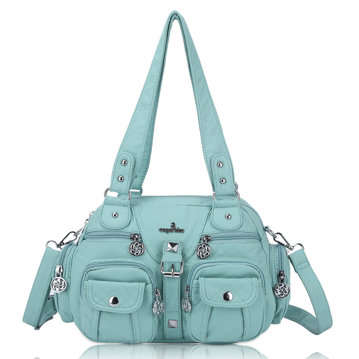 Washed Leather Handbag Unique Style For Women-Angelkiss Bag