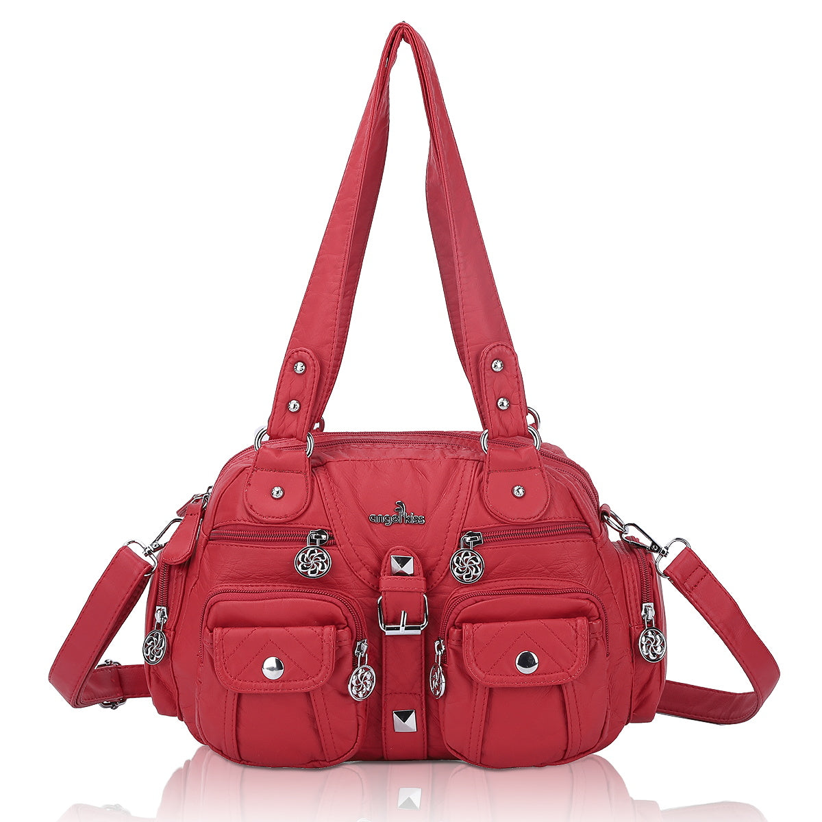 Washed Leather Handbag Unique Style For Women-Angelkiss Bag