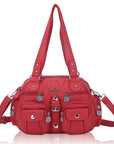 Washed Leather Handbag Unique Style For Women-Angelkiss Bag