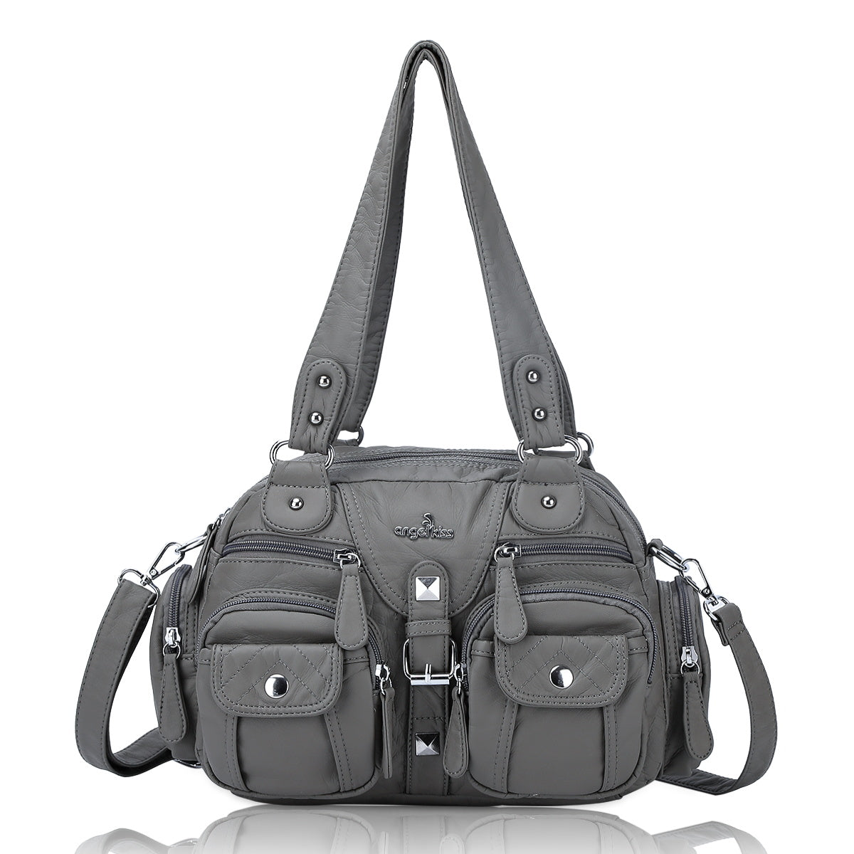 Washed Leather Handbag Unique Style For Women-Angelkiss Bag
