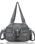 Washed Leather Handbag Unique Style For Women-Angelkiss Bag