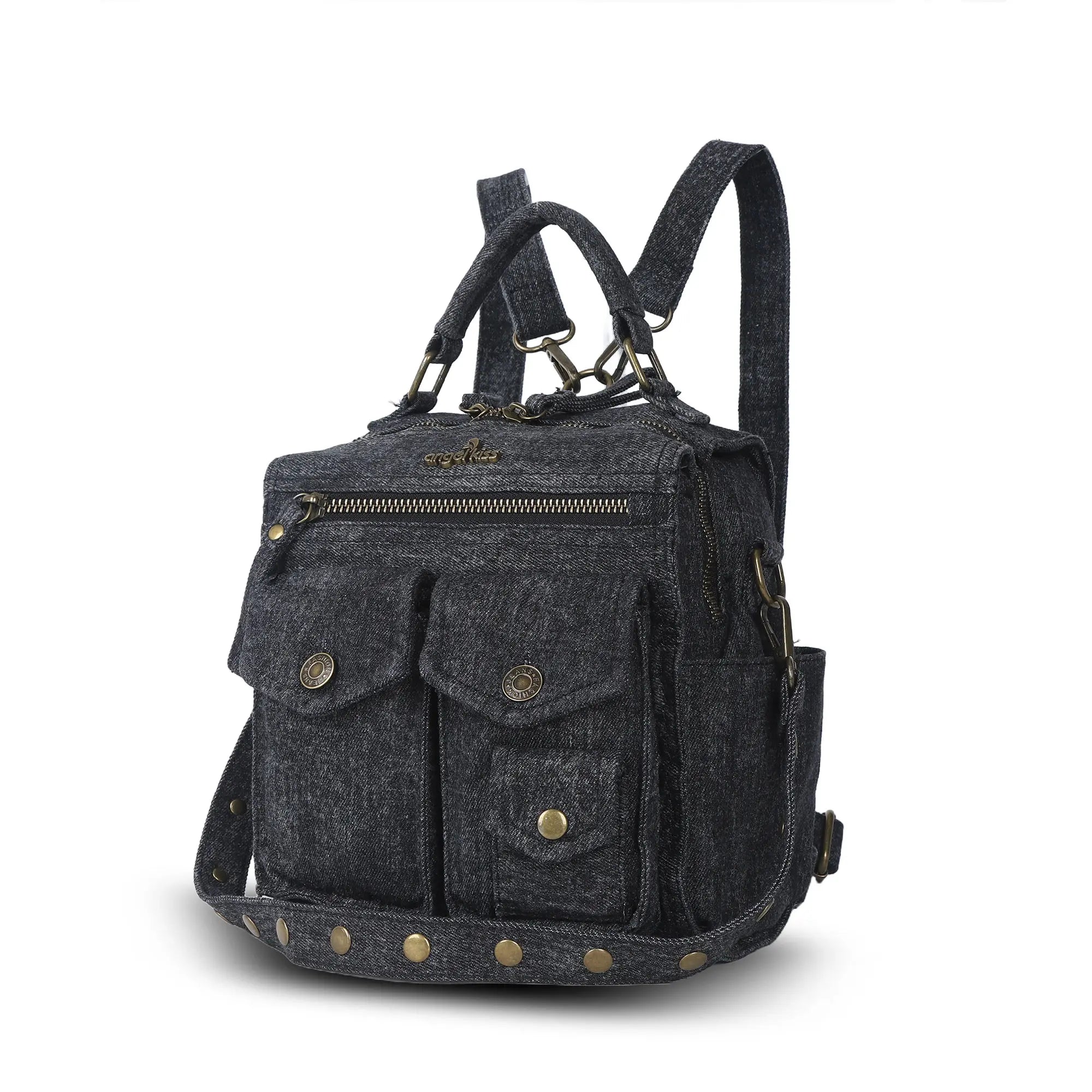 Denim Vintage Backpack – Multi-Pocket Convertible Tote for Commuting & Daily Use