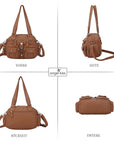 Washed Leather Handbag Unique Style For Women-Angelkiss Bag