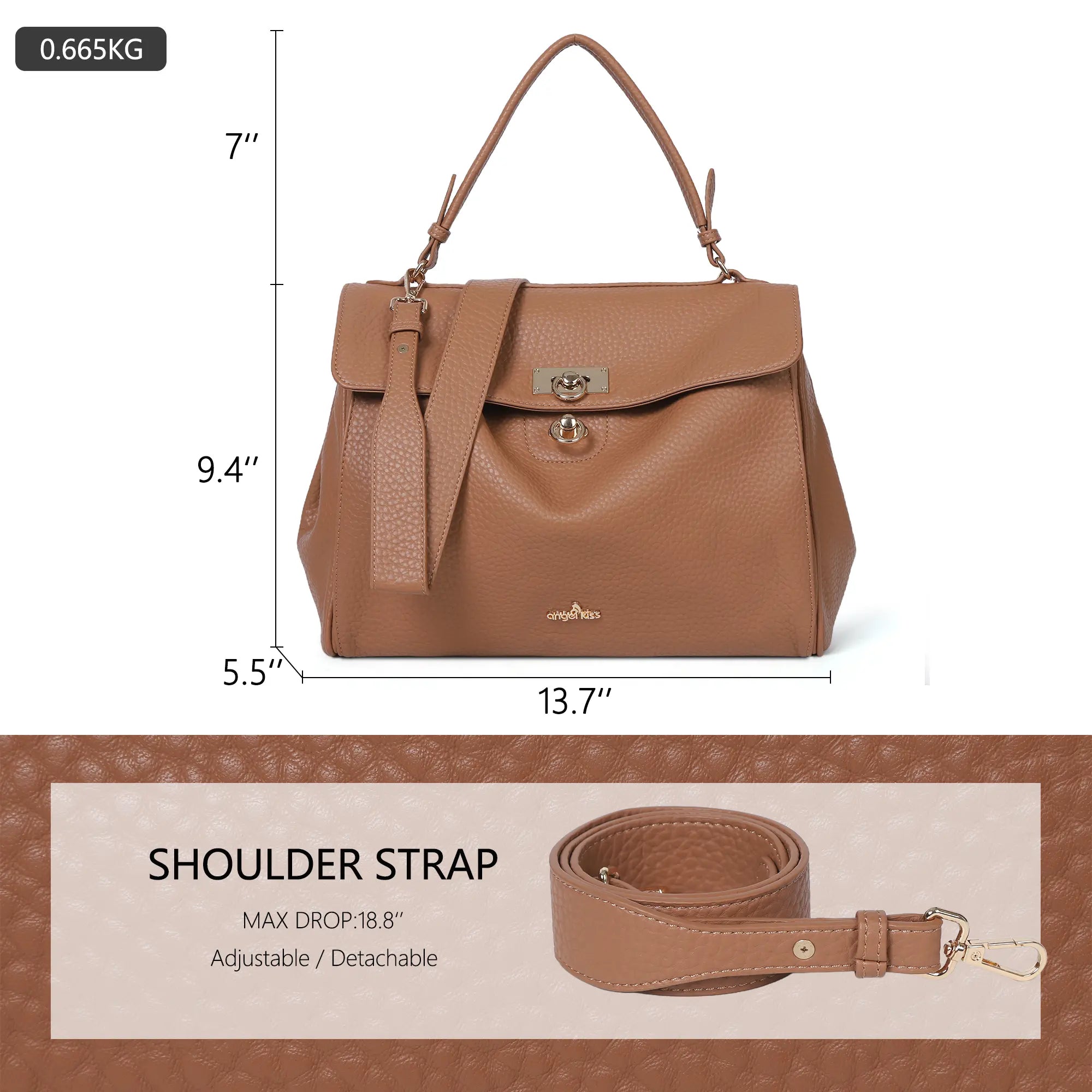 Bolso bandolera de gran capacidad y estilo informal para mujer/Beso de ángel