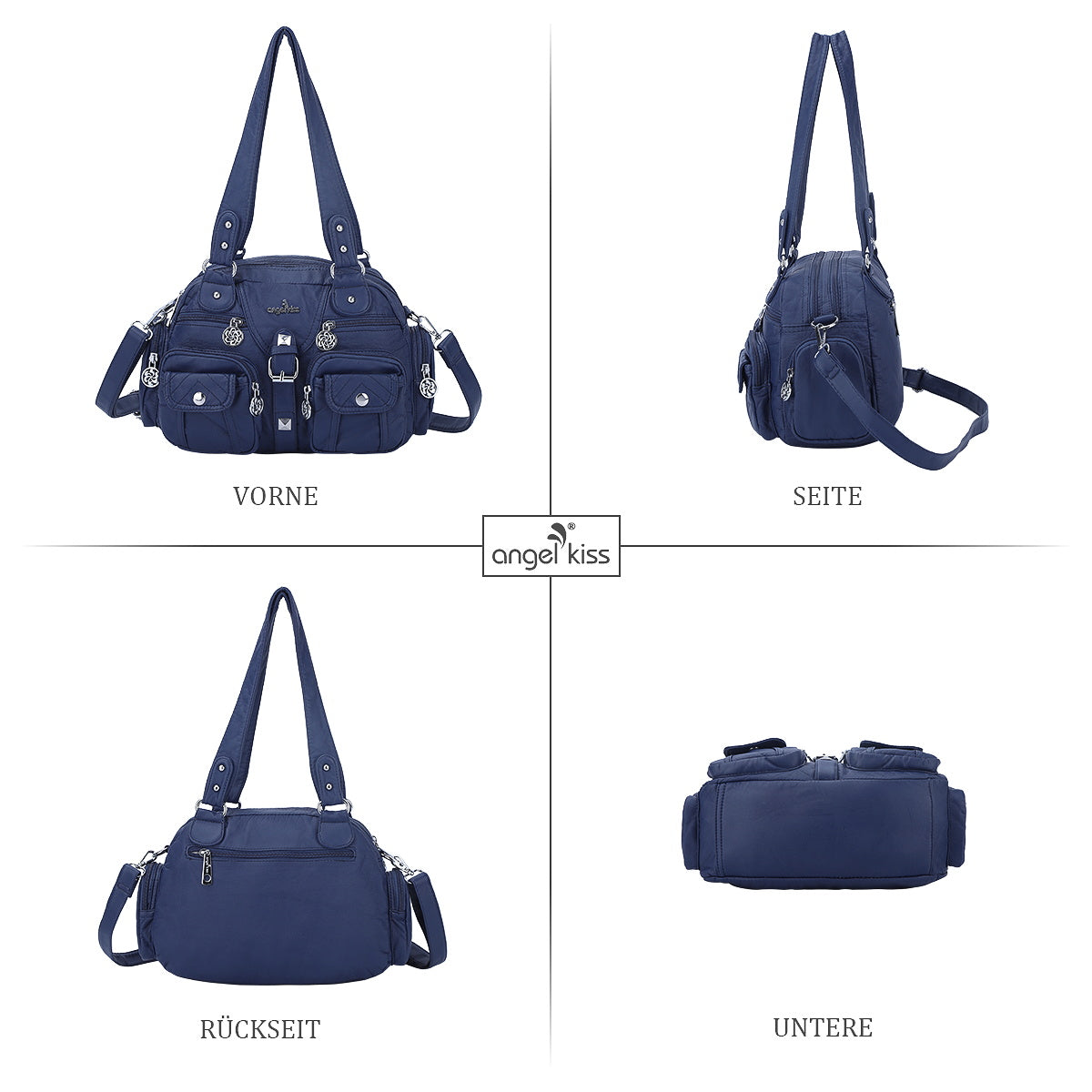 Washed Leather Handbag Unique Style For Women-Angelkiss Bag