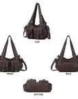 Vintage Y2K Studded Multi-Pocket Semi-Soft Tote Shoulder Bag