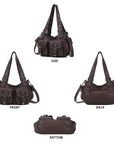 Vintage Y2K Studded Multi-Pocket Semi-Soft Tote Shoulder Bag