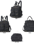 Denim Vintage Backpack – Multi-Pocket Convertible Tote for Commuting & Daily Use