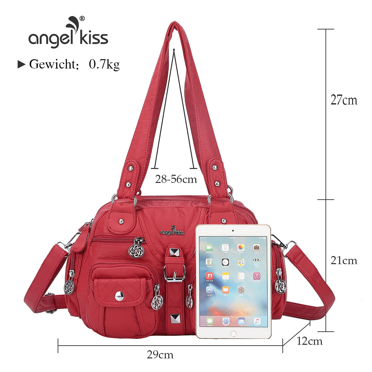Washed Leather Handbag Unique Style For Women-Angelkiss Bag