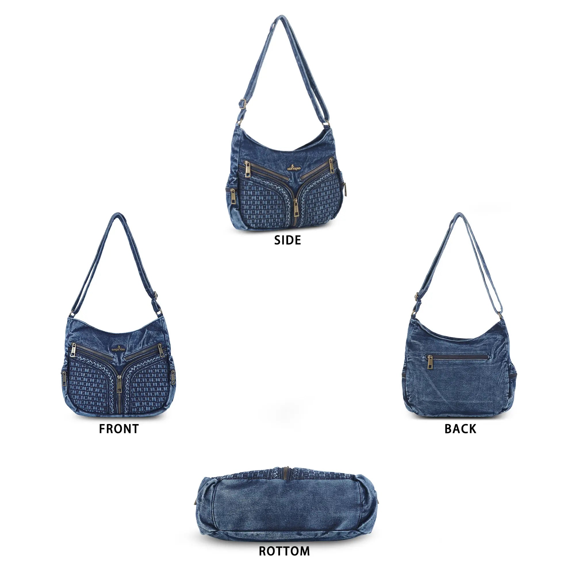 Large Size Street-Style Vintage Washed Denim Bag for Women