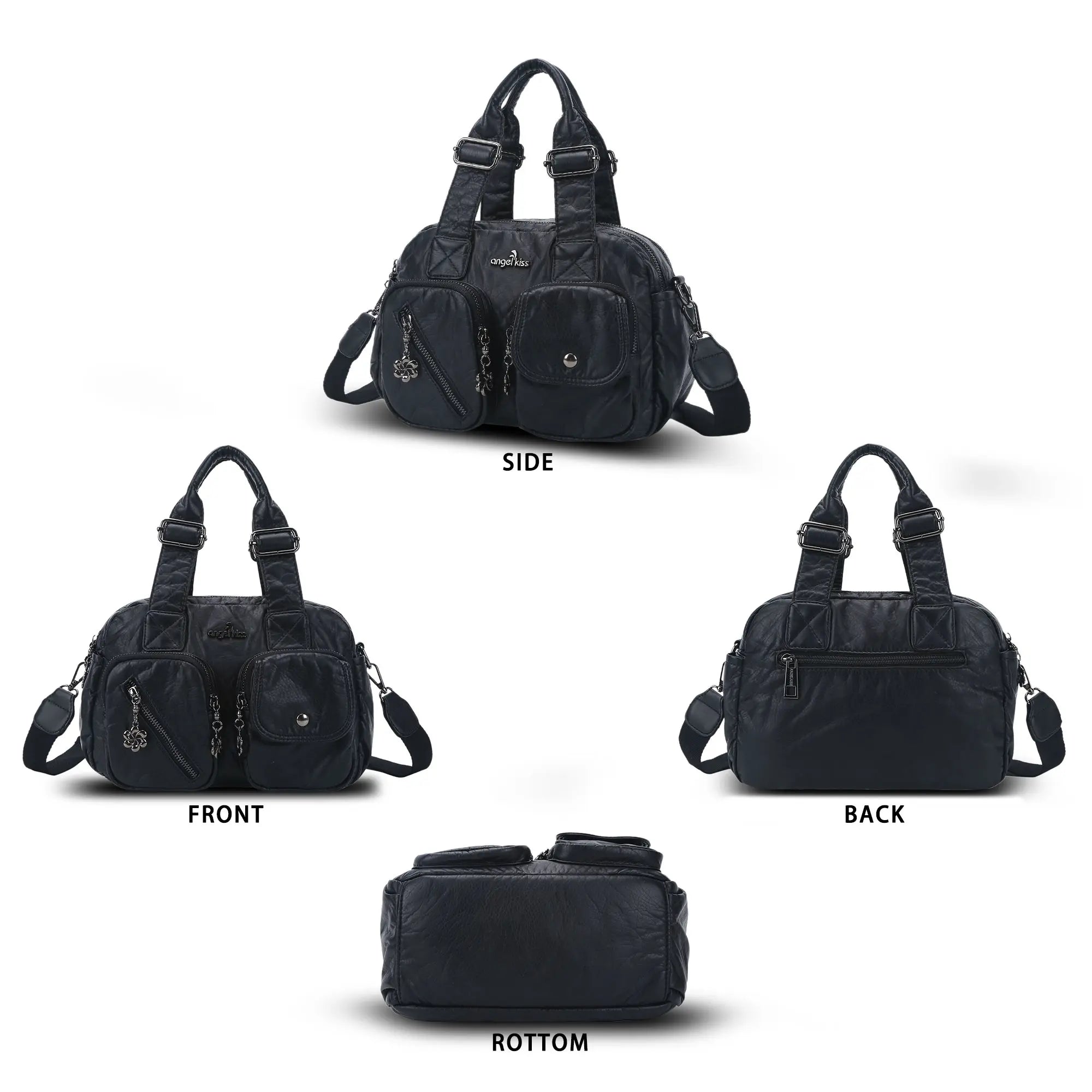 Vintage Green Handbag & Wallet Set|Large Capacity Tote for Women