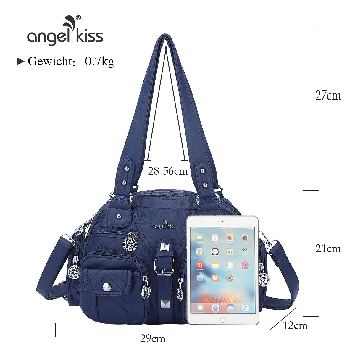 Washed Leather Handbag Unique Style For Women-Angelkiss Bag