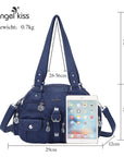 Washed Leather Handbag Unique Style For Women-Angelkiss Bag