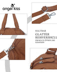 Washed Leather Handbag Unique Style For Women-Angelkiss Bag