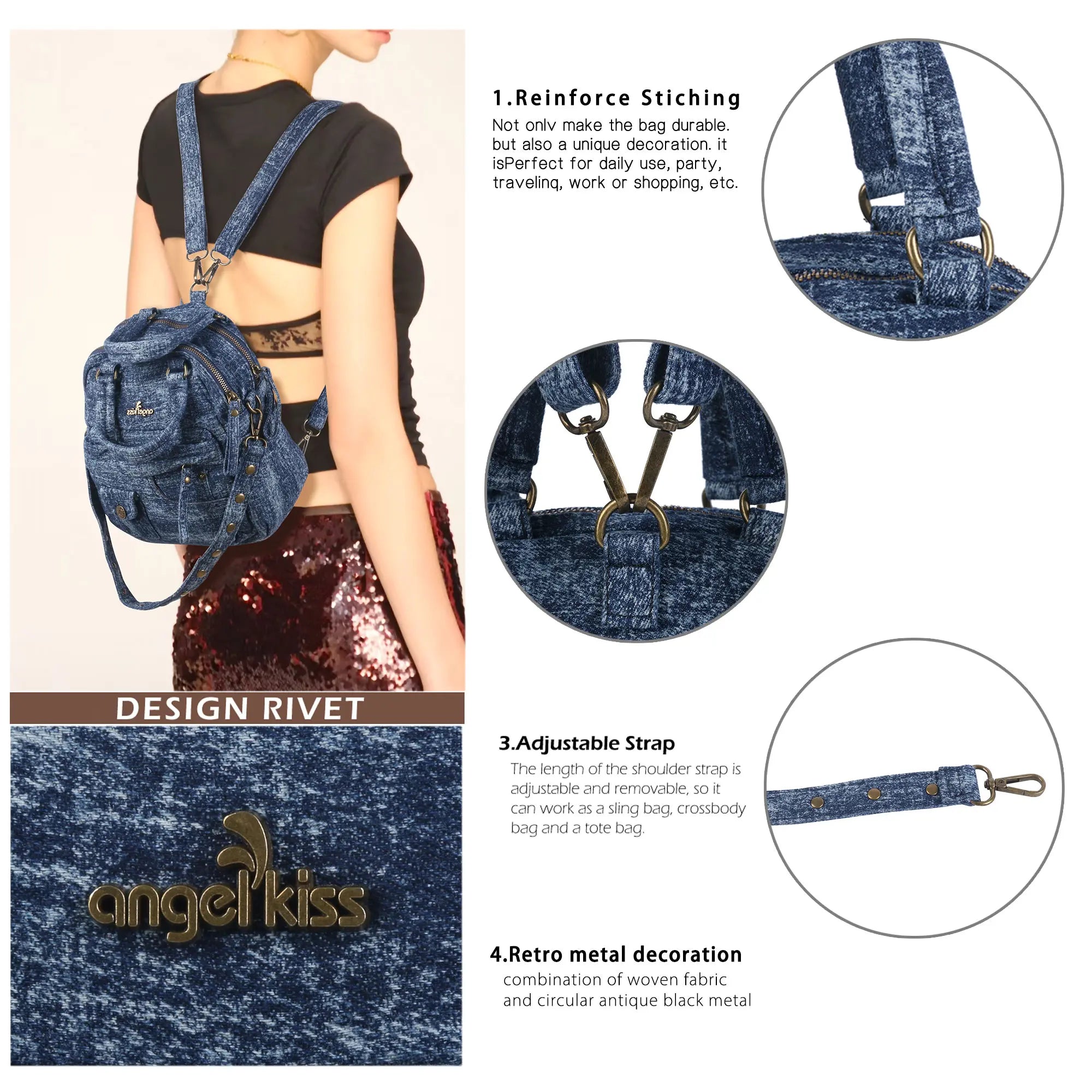 Angelkiss Urban Denim Bag