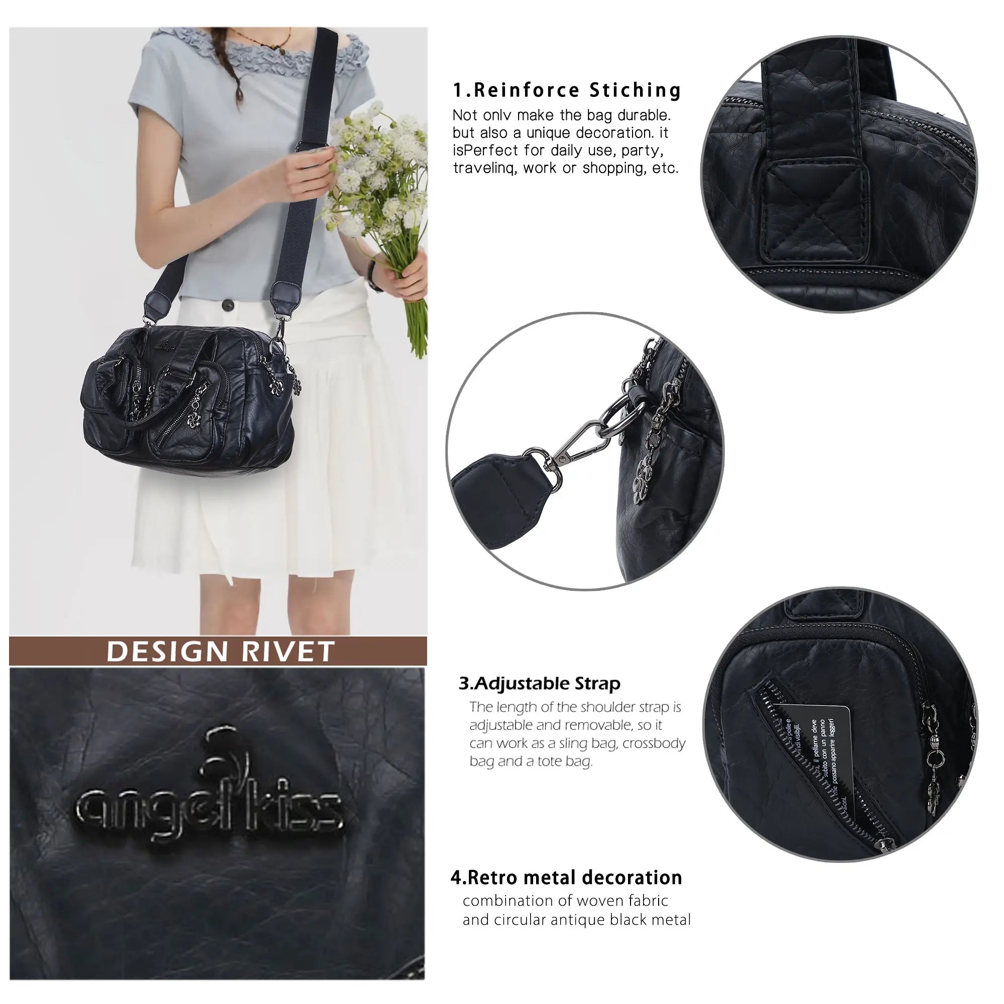 Vintage Green Handbag & Wallet Set|Large Capacity Tote for Women