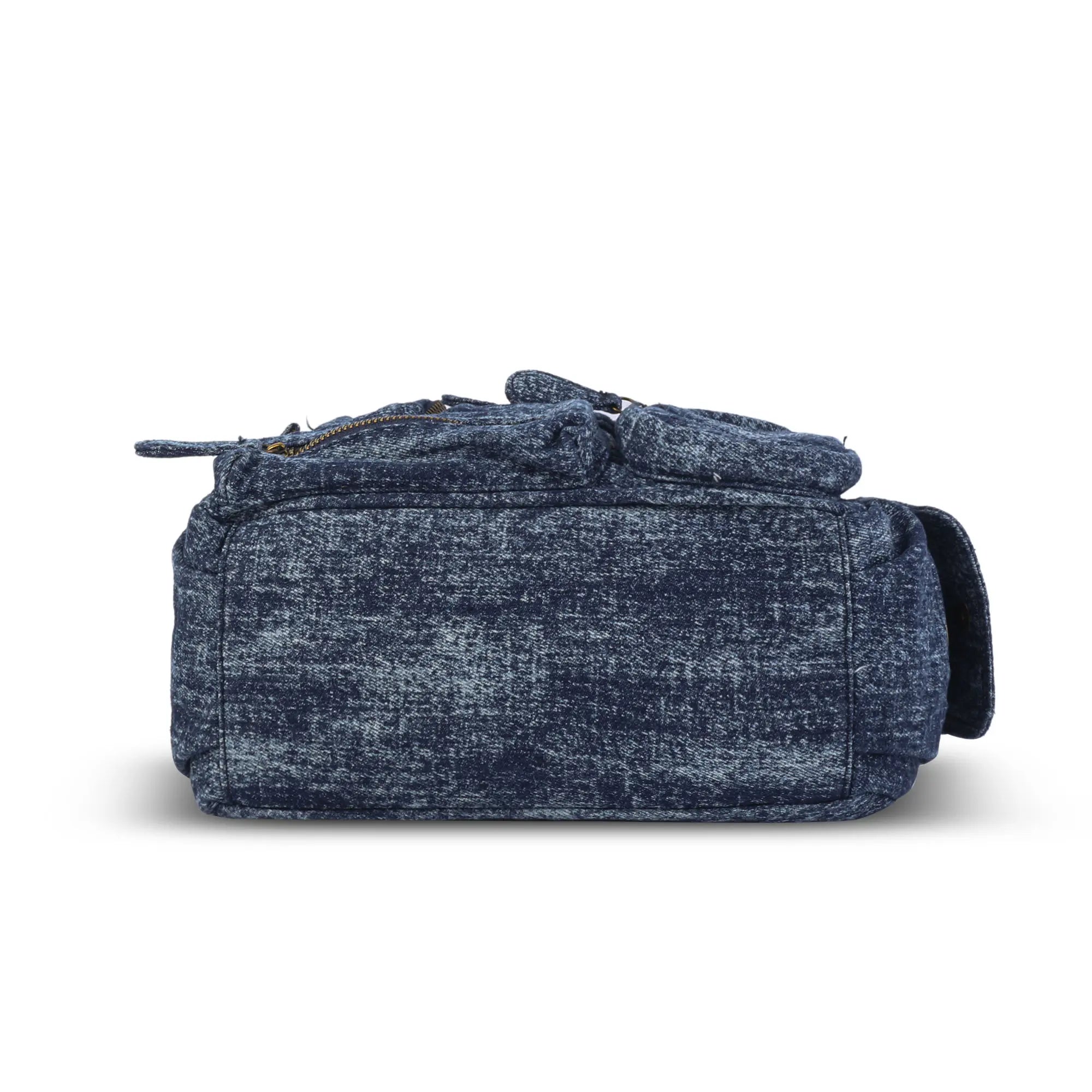 Multi-Pocket Soft Denim Tote Bag โ Casual Everyday Shoulder Bag with Top Handles
