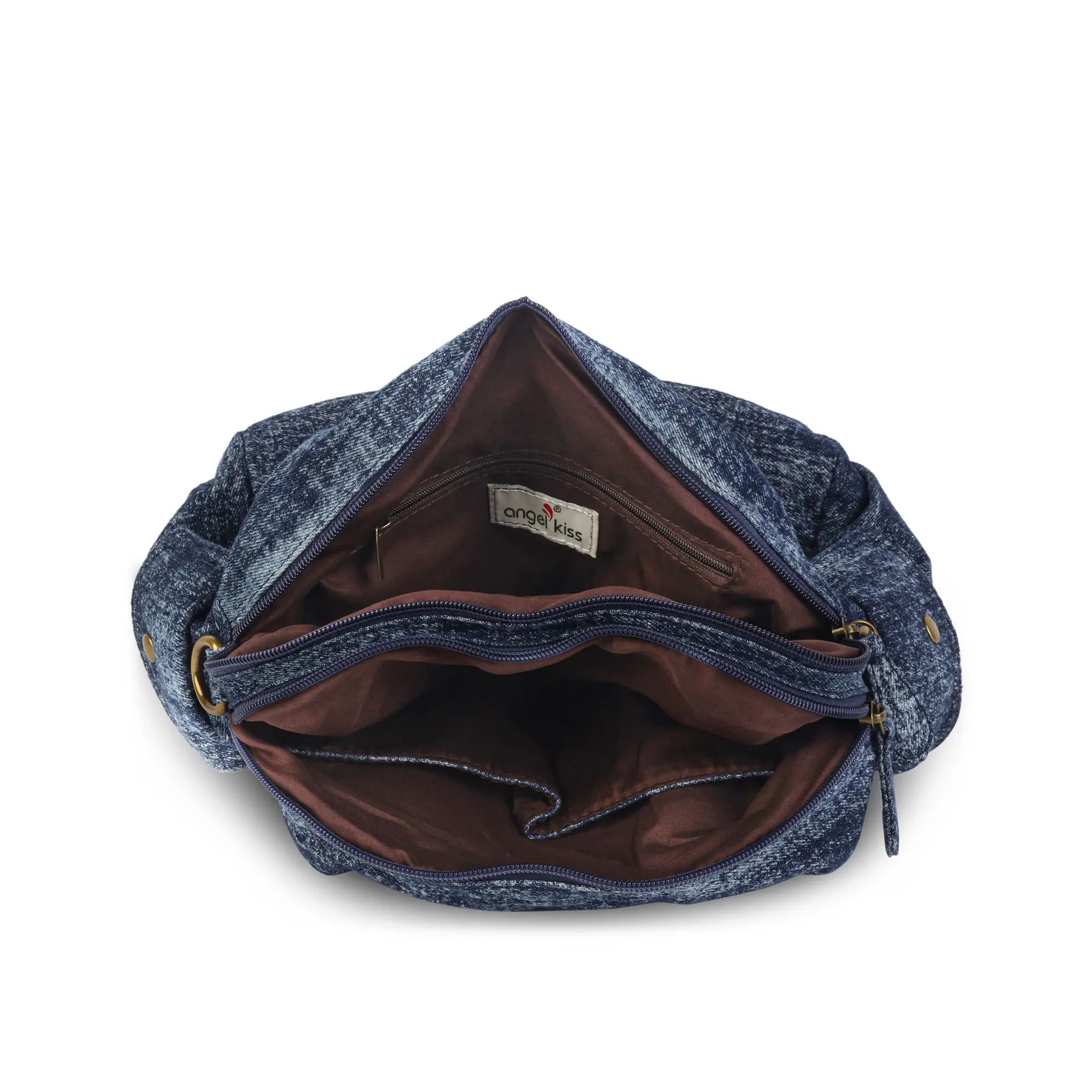 Multi-Pocket Soft Denim Tote Bag โ Casual Everyday Shoulder Bag with Top Handles