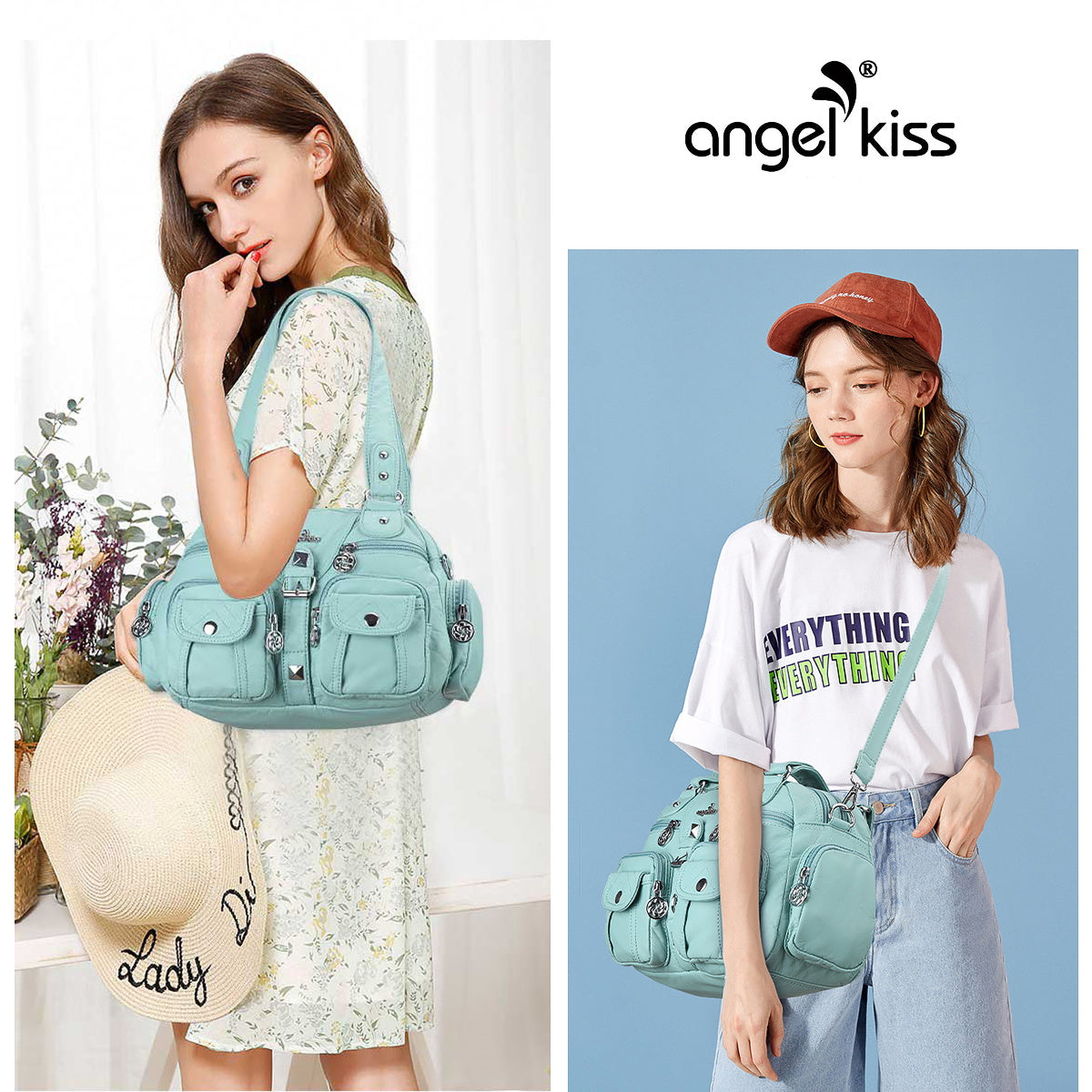 Washed Leather Handbag Unique Style For Women-Angelkiss Bag