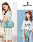 Washed Leather Handbag Unique Style For Women-Angelkiss Bag