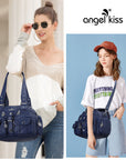 Washed Leather Handbag Unique Style For Women-Angelkiss Bag
