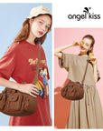 Washed Leather Handbag Unique Style For Women-Angelkiss Bag