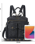 Denim Vintage Backpack – Multi-Pocket Convertible Tote for Commuting & Daily Use