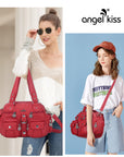 Washed Leather Handbag Unique Style For Women-Angelkiss Bag
