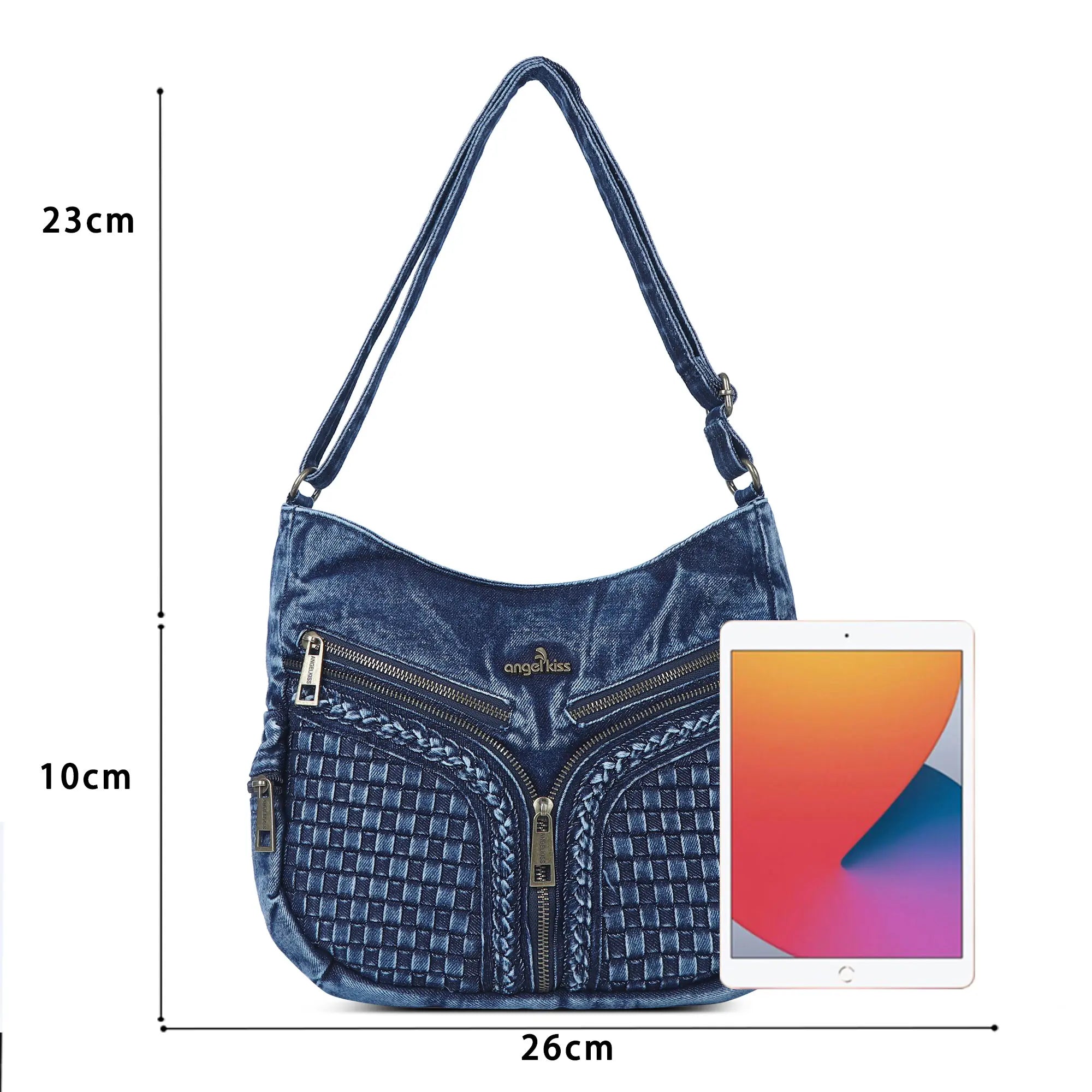 Large Size Street-Style Vintage Washed Denim Bag for Women – Angel