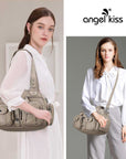 Washed Leather Handbag Unique Style For Women-Angelkiss Bag