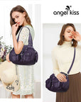 Washed Leather Handbag Unique Style For Women-Angelkiss Bag