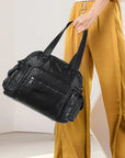 Slim Vegan Leather Tote Bag for Office | Waterproof PU Leather Briefcase for Women