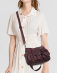 Vintage Burgundy Soft Leather Multi-Pocket Shoulder & Crossbody Bag