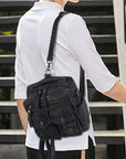 Denim Vintage Backpack – Multi-Pocket Convertible Tote for Commuting & Daily Use