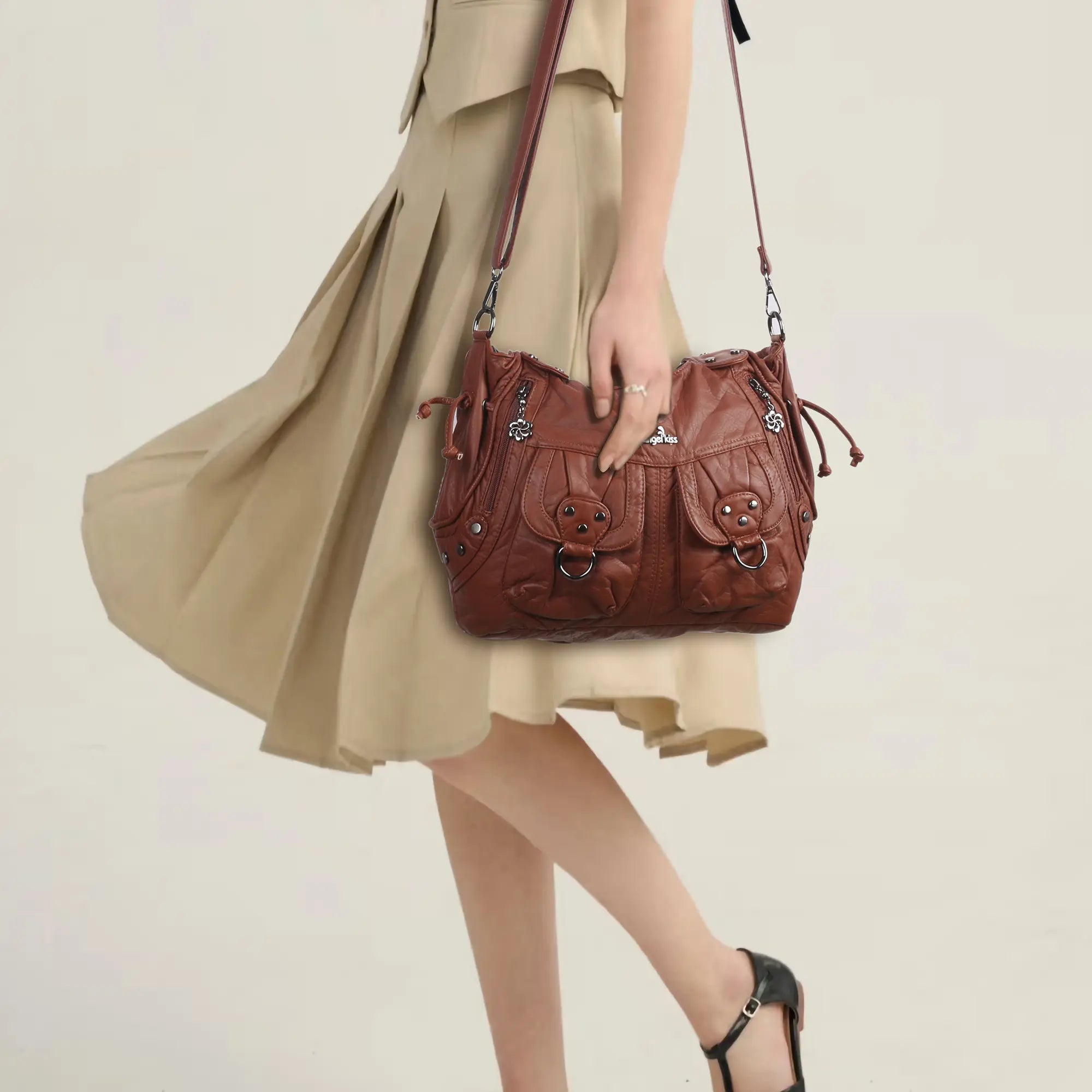 Angelkiss Urban Wash Leather Shoulder Bag