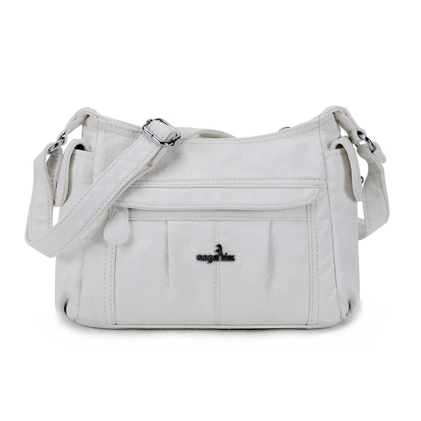 Classic Multi-Pocket Vegan Leather Shoulder Bag – Stylish & Functional