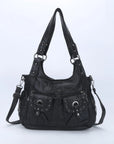 Vintage Studded Shoulder Bag with Dual Front Pockets