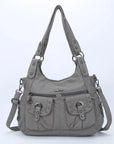 Vintage Studded Shoulder Bag with Dual Front Pockets