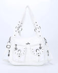 Vintage Studded Shoulder Bag with Dual Front Pockets