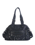 Multi-Pocket Vintage Vegan Leather Tote – Classic Shoulder & Handbag for Women