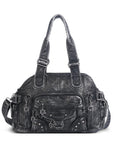 Multi-Pocket Vintage Vegan Leather Tote – Classic Shoulder & Handbag for Women