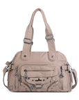 Multi-Pocket Vintage Vegan Leather Tote – Classic Shoulder & Handbag for Women